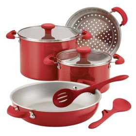 Create Delicious Aluminum Nonstick Covered Deep Frying Pan, 9.5-Inch, Red Shimmer